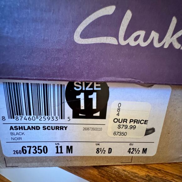 Clarks Women's 11M Black Ashland Scurry Clogs Slip On Leather Comfort Round Toe - Picture 15 of 15